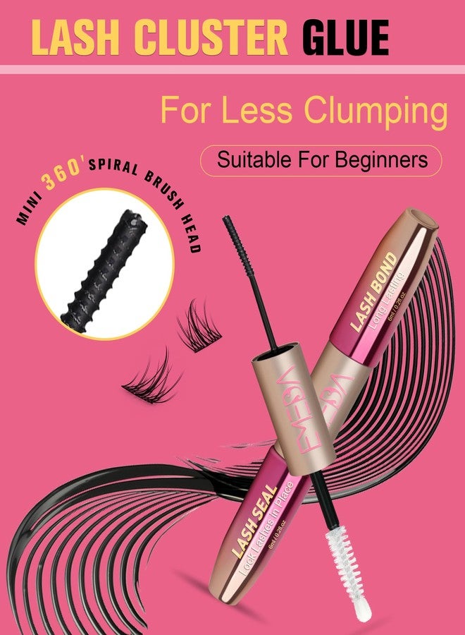 EMEDA Lash Cluster Glue, Lash Bond and Seal Waterproof for DIY Eyelash Extensions, 2-in-1 Bond and Seal Strong Hold Cluster Eyelash Glue for Individual Eyelashes Latex Free (Black+Clear) - Image 4